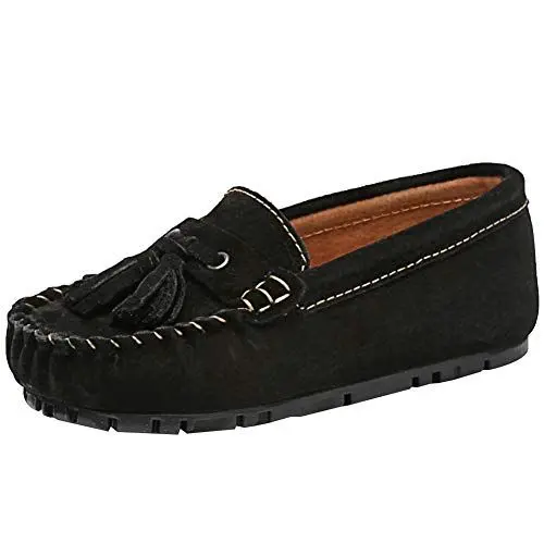 Produktbild: amropi Mokassins Jungen Quaste Loafers Kleinkind Slip on Bequeme Slipper (Schwarz,34 EU)