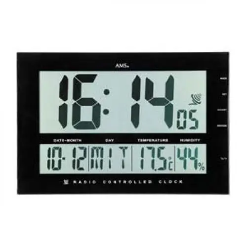 Produktbild: AMS Funk-Wanduhr, Holz, Mehrfarbig, 50 x 50 x 12 cm