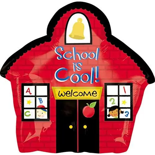 Produktbild: Amscan 1995001 - Junior Shape Folienballon Schulhaus, Größe 21 x 15 cm, Volumen 18 Liter, Heliumballon