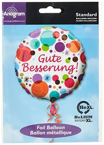 Produktbild: Amscan 2964201 - Standard Folienballon Gute Besserung, Rund, Durchmesser 43 cm, Volumen 13 Liter, Heliumballon
