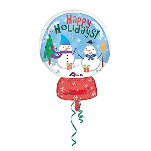 Produktbild: Amscan 3397601 - Junior Shape Folienballon Schneekugel, Größe 38 x 50 cm, Happy Holidays, Weihnachtskugel, Snowflake, Kristall, Weihnachten, let it snow, Heliumballon, Dekoration, Xmas, Christmas