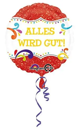 Produktbild: Amscan 3409101 - Standard Folienballon Alles wird gut, Durchmesser 43 cm, Volumen 13 Liter, Heliumballon