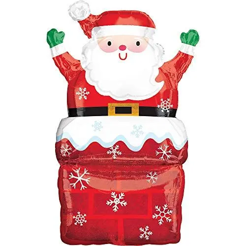 Produktbild: Amscan 3830201 - SuperShape Folienballon Weihnachtsmann im Kamin, 50 x 76cm, Weihnachtsmann, Weihnachten, Rentier, Rudolph, Heliumballon, Party, Dekoration, Xmas, Christmas, Santa Claus