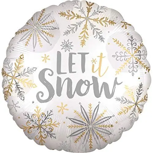 Produktbild: Amscan 3860101 - Standard Folienballon Shining Snow Satin, Durchmesser 46 cm, Schneeflocke, Weihnachten, let it snow, Heliumballon, Party, Dekoration