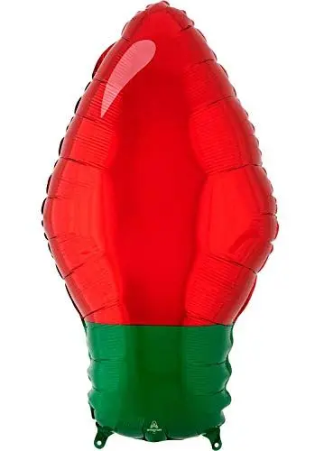Produktbild: Amscan 4204801 - Standard Shape Folienballon Christmas Light, 27 x 55 cm, rote Weihnachtsglühbirne, Weihnachtsbeleuchtung, Heliumballon, Party, Dekoration