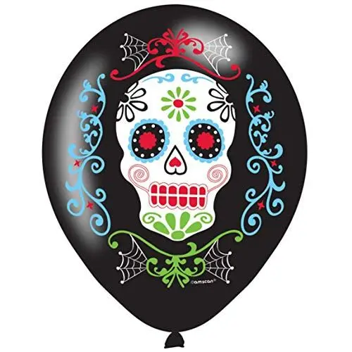 Produktbild: Amscan 9901175 - Luftballons Day of the Dead, 6 Stück, Größe 27 cm, Dia de los Muertos, Dekoration, Mottoparty, Halloween
