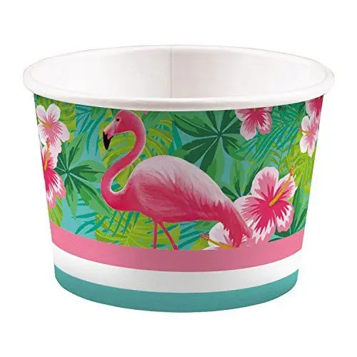 Produktbild: Amscan 9903330 - Eisbecher Flamingo Paradise, 8 Stück, 270 ml, Pappbecher, Einwegbecher