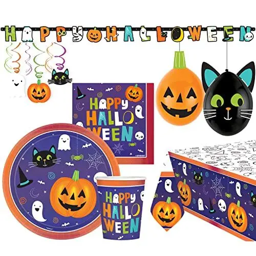Produktbild: Amscan 9908042-66 - Partyset Halloween Friends, 42-teilig, Einweggeschirr & Dekoration, Gruselparty, Motto-Party