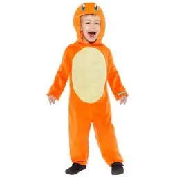 Produktbild: Amscan 9918518 – Offiziell lizenzierter Unisex-Overall „Pokémon Glumanda“ mit Kapuze, Kostüm für Kinder, Alter: 6-8 Jahre