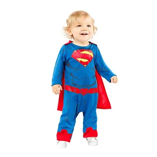 Produktbild: Amscan - Baby-Kostüm Superman, Strampelanzug, Umhang, Super Heroes, Comic, Motto-Party, Karneval, 86, Blau