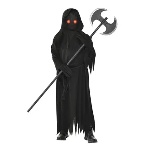 Produktbild: Amscan - Kinderkostüm Sensenmann, schwarze Robe, Gürtel, Maske und Handschuhe, Grim Reaper, Karneval, Mottoparty, Halloween