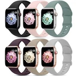 Produktbild: AMSKY 6 Stück Silikon Sport Armbänder Kompatibel mit Apple Watch Armband 44mm 40mm 46mm 42mm 41mm 45mm 38mm 49mm Damen Herren, Weiche Band Kompatibel mit iWatch Armband Se Ultra 10 9 8 7 6 5 4 3 2 1
