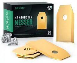 Produktbild: Amteker 30x Titan Messer Klingen, Mähroboter Messer(3g - 0,75mm) + 30 Schrauben für Alle Husqvarna® Gardena® / Automower® Mähroboter, Zubehör für Rasenmäher Roboter, Rasenmäher Ersatzklingen