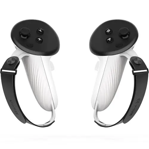 Produktbild: AMVR Controller-Griffe Kompatibel mit Meta/Oculus Quest 3S/Quest 3, Silikon-Cover-Zubehör, verstellbare Handschlaufe für kleine und mittlere Hände (Gilt nicht für offizielle Ladestationen)
