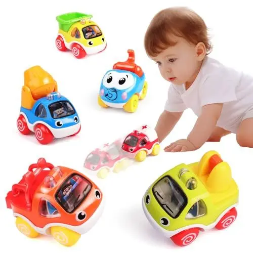Produktbild: Amy & Benton Spielzeugauto Aufziehbar 1 2 3 Jahr, 6PCS Aufziehauto ab 1 Jahr, Pull Back Auto Baby 1 Jahr Junge und Mädchen