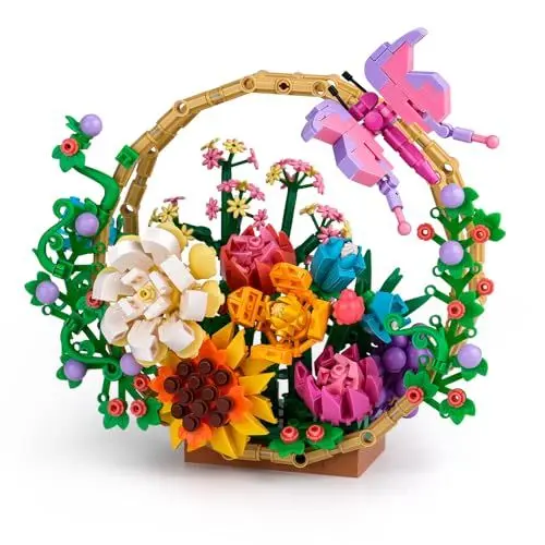 Produktbild: AmyBenton Blumen Baukasten, DIY Blumenkorb Baukasten, künstliche Blumen Set Kunsthandwerk für Erwachsene, Home und Zimmer Tischdeko oder Wanddeko, Idee Geschenke für Frauen, Männer, Sie oder Ihn