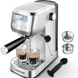 Produktbild: AMZCHEF Siebträgermaschine 20 Bar | Espressomaschine mit Milchaufschäumer | Siebträgermaschine mit 2-IN-1 Siebträger für Einzel- und Doppeltassen | Espresso Maschine mit Abnehmbarem Wassertank 1,3 L