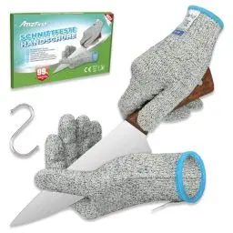 Produktbild: AmzFirst 2 Paar Schnittsichere Handschuhe,Küchen Handschuhe Lebensmittelkontaktqualität,Level 5 Schnittschutz,Arbeitshandschuhe,Gartenhandschuhe,Schnitzhandschuh für Holzschnitzen,Größe : 9/L
