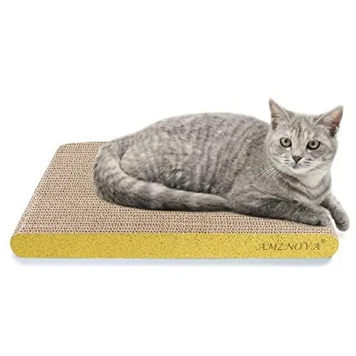 Produktbild: AMZNOVA Katzenkratzer, Kratzunterlage, strapazierfähiger, recycelbarer und wendbarer Karton mit Katzenminze, extra breit, glitzerndes Gold