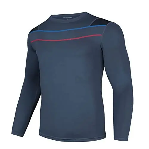 Produktbild: AMZSPORT Unterziehshirt Herren Fussball Kompressionsshirt Funktionsshirt Langarm Atmungsaktiv Sportshirt Männer für Laufen Training Jogging Fitness Gym, Grau L