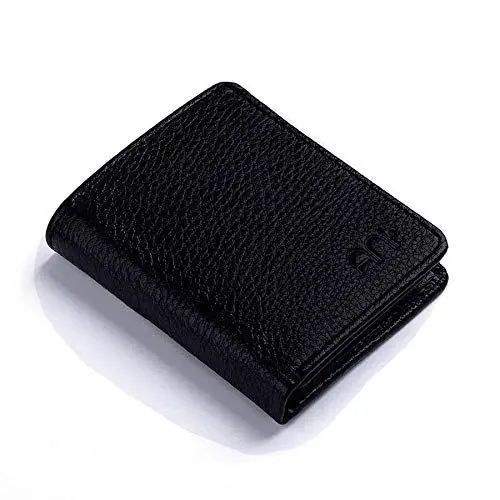 Produktbild: Anı Yüzük Klassische Herren Geldbörse mit funktionellem Echtleder Münzfach, schwarzes,, 9 cm x 10.5 cm x 1 cm.