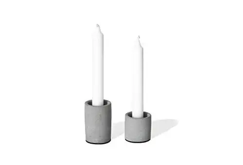 Produktbild: anaan High & Low Kerzenständer für Stabkerzen Teelichthalter aus Beton Design Tischdeko geometrisch Industrie modern skandinavisch deko (2er Set L + S)