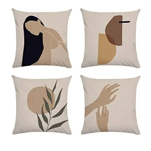 Produktbild: anaan Tropic Kissenbezug 4er Set Kissenhülle 45x45cm doppelseitig Bedruckt Samt Dekokissen Sofakissen Zierkissen Design Motiv geometrische Muster