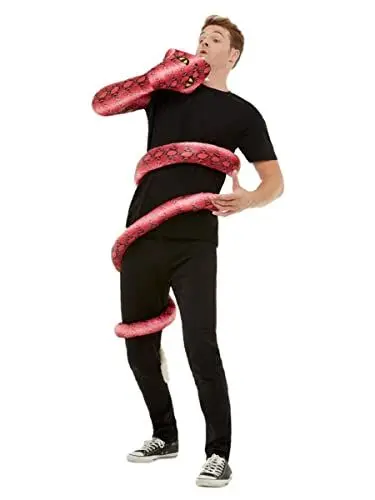 Produktbild: Smiffys Anaconda Schlangenkostüm, Rot, mit Rundumkörper & Schlangenkopf Handpuppe