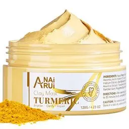 Produktbild: ANAiRUi Gesichtsmaske - Kurkuma Vitamin C Maske - Tonerde Maske Gesicht für Reinigt Akne und Dunkle Flecken, Poren Verkleinern, Gesichtsmaske unreine haut - Gesichtsmasken Beauty, 120g