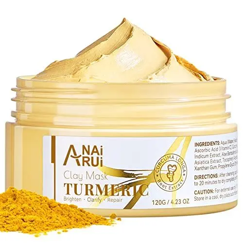 Produktbild: ANAiRUi Gesichtsmaske - Kurkuma Vitamin C Maske - Tonerde Maske Gesicht für Reinigt Akne und Dunkle Flecken, Poren Verkleinern, Gesichtsmaske unreine haut - Gesichtsmasken Beauty, 120g