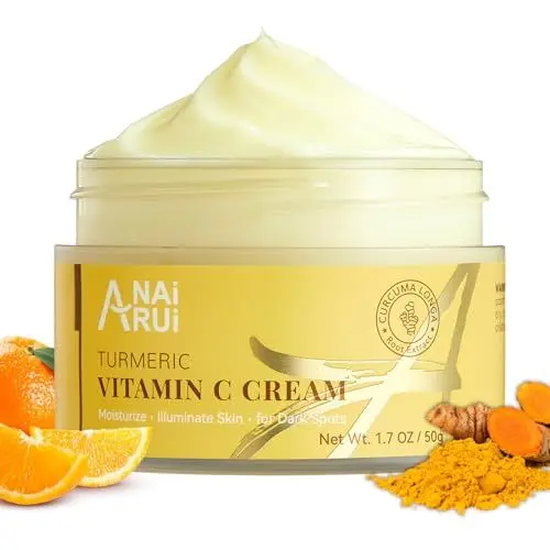 Produktbild: ANAiRUi Kurkuma Vitamin C Gesichtscreme, feuchtigkeitsspendende Kollagen Gesichtscreme, Kurkuma Vit C Gesichtscreme gegen dunkle Flecken, Falten, Anti-Aging, gleichmäßiger Hautfarbe 50g
