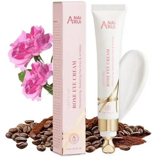 Produktbild: ANAiRUi Rose Under Eye Cream, Anti-Ageing Augencreme mit Koffein, feuchtigkeitsspendende, belebende Augenringe Behandlung für die Verringerung der Schwellungen, Tränensäcke, feine Linie 0.5 FL OZ