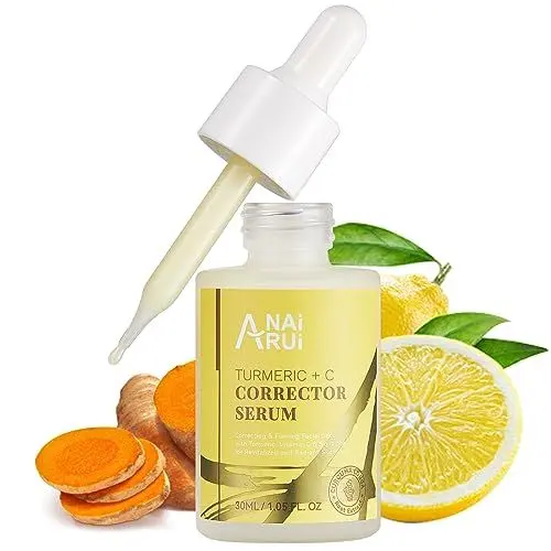 Produktbild: ANAiRUi Vitamin-C-Serum mit Kurkuma, Korrektur dunkler Flecken, Vitamin C + Kurkuma-Hautpflegeserum, Gesichtsserum mit Hyaluronsäure, Niacinamid, Anti-Aging, gleichmäßiger Hautton, 1,05 Unzen