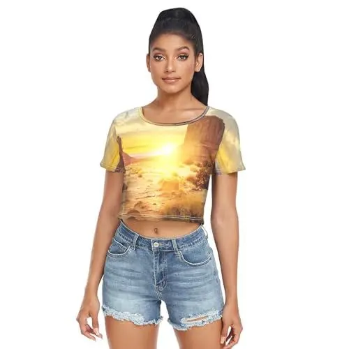Produktbild: Anantty Damen T-Shirt Sonnenuntergang im Monument Valley Kurzarm Tops Sommer T-Shirts für Frauen Mädchen