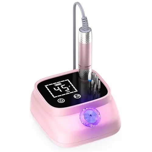 Produktbild: ANBEISTEE Professionell 45000 RPM Elektrische Nagelfräser, Tragbare Nagelfeile, Fräser Nägel, Nagelbohrer, Pediküre, Acrylnagel Gel Polieren Entfernen, Geeignet für Salons und Familien, Rosa
