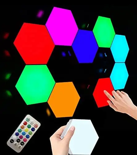 Produktbild: Anberen RGB Wandleuchte mit Touch&Fernbedienung,LED Panel Sechseck Wandleuchte Gaming Wandbeleuchtung für Gaming Setup Wohnzimmer Schlafzimmer TV, 6 Paneele