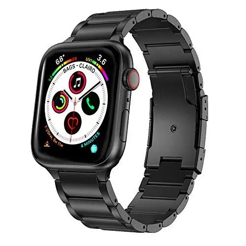 Produktbild: ANBEST Titan Armband für Apple Watch Armband 49mm 45mm 44mm 42mm Titan Legierung Metall Ersatz Armband für Apple Watch SE 2 SE Series 9 8 7 6 5 4 3 2 1 (Schwarz)
