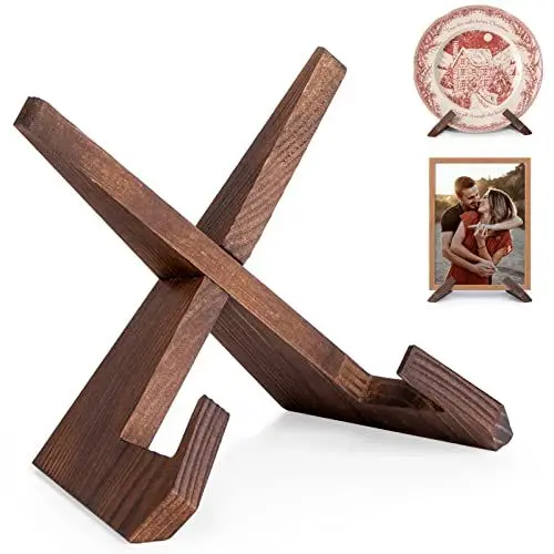 Produktbild: ANBOXIT Tellerständer zur Aufsteller - 16,6 CM Tellerhalter, Hölzern Teller Ständer, Bilderrahmen Halterung, Deko Tischaufsteller zur Ausstellung - 1 Stück