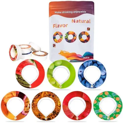 Produktbild: ANCEER 7 Stück Air Flavour Pods für Air Wasserflaschen, Fruchtgeschmack Pods, 0 Zuckerkalorien Aromakapseln : Kola, Pfirsiche, Passionsfrucht, Grüne Weintraube, Wassermelone, Heidelbeere, Ananas