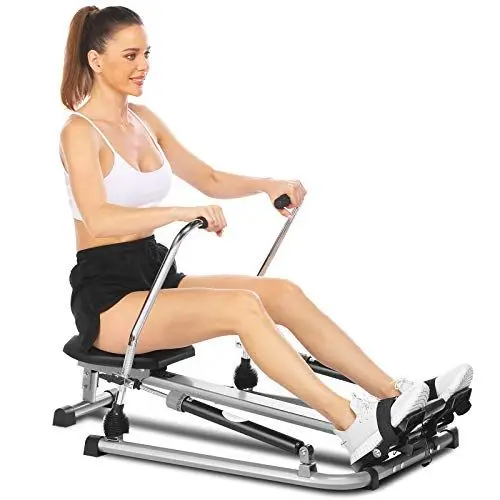 Produktbild: ANCHEER Hydraulisches Rudergerät, voll bewegliches, einstellbares Rudergerät mit 12-stufigem Widerstand und weichem Sitz und LCD-Monitor sowie 45-Zoll-Langer Schiene für Cardio-Übungen