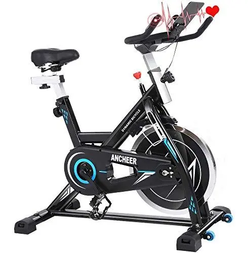 Produktbild: Ancheer Fitness-Fahrrad, Heimtrainer – Heimtrainer mit Lenkrad 49 lbs – Heimtrainer verstellbar Widerstand und LCD-Display, App-Steuerung Schwarz