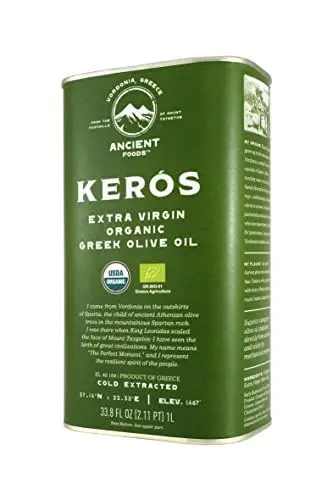 Produktbild: Ancient Foods BIO | Kerós Bio Olivenöl | kaltgepresst | Griechisches Extra Natives Olivenöl | Hoch Phenolhaltig | 1000 Jahre Alte Bäume | Traditionelle Handernte | 1l Kanister (1 Liter)