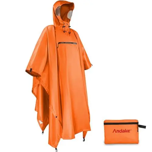 Produktbild: Andake Regenponcho, Herren Damen Unisex Regenjacke, Wasserdicht Winddicht knitterfrei wiederverwendbar Regenmantel