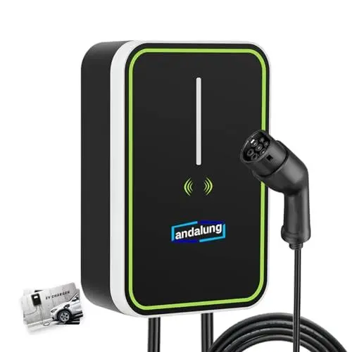 Produktbild: Andalung EV-Ladegerät Typ 2 11 kW Heimladestation Wallbox-Ladekabel Elektroauto mit Kabelhalter Ladekabel 3-phasig 16A 5-poliges Kabel für Elektrofahrzeuge und Plug-in-Hybride Q8 Schwarz (RFID-5M)