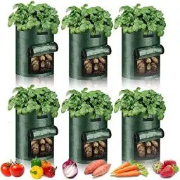 Produktbild: ANDAST Kartoffel-Pflanzsäcke, 10 Gallonen Kartoffel-Pflanzsäcke, Tomaten-Pflanzsäcke, Kartoffel-Pflanzsäcke, Grow-Säcke, Pflanzsäcke für Kartoffeln, Gemüse, Blumen, Pflanzen (6er Pack)