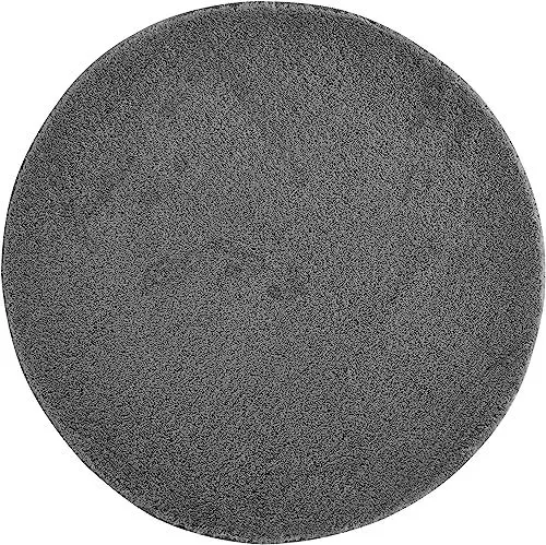 Produktbild: andiamo Teppich Arezzo für Wohnzimmer Esszimmer pflegeleichter eleganter gemütlicher Teppich einfarbig 67 cm rund anthrazit