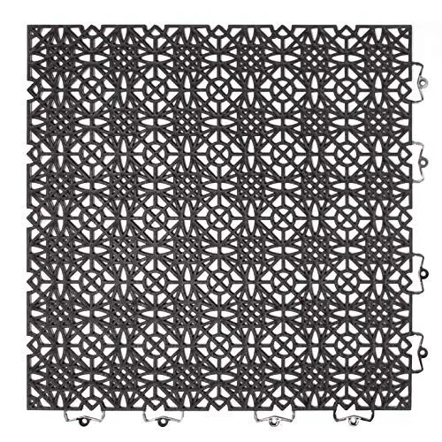 Produktbild: andiamo Terra Sol Terrassenfliesen Klicksystem – Kunststoffplatten für Balkon & Außenbereich – wetterfester Bodenbelag – 5 m² – schwarz