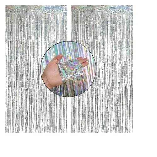 Produktbild: Andiekr 3 Stück Lametta Vorhänge, Metallic 1 * 2m für Tür Fenster Hintergrund Foto Requisiten (Silbrig)