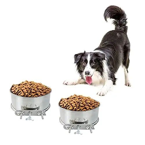 Produktbild: Andiker Edelstahl Hundenapf 2er Pack, Wassernapf und Futternapf für Hunde, 14 cm und 15,7 cm, 2 Stück strapazierfähige und abnehmbare Hundenapf zum Aufhängen am Käfig (8,5 cm)