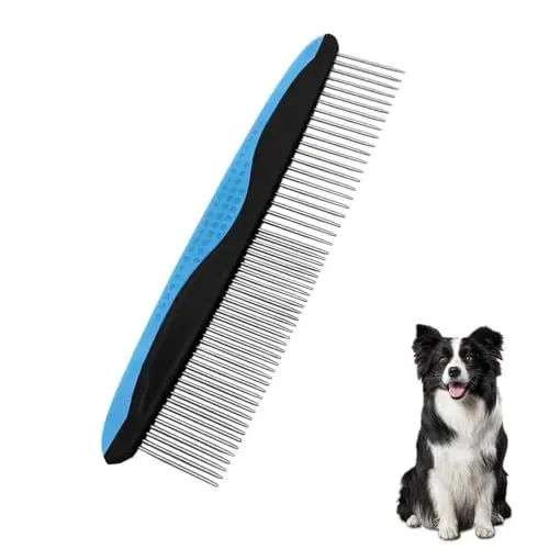 Produktbild: Andiker Kamm des Hundes und Katzen, Metallgrooming Comb für große, mittlere und kleine Katzen Tiere (Blau)